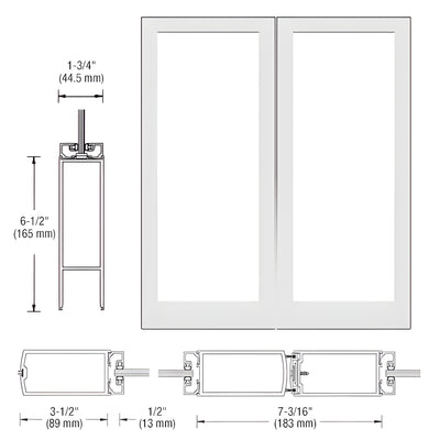 CRL-U.S. Aluminum White KYNAR® Paint Custom Blank Pair 400 Medium Stile Center Hung Entrance Doors - No Prep