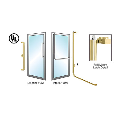 CRL-Blumcraft® Satin Brass Left Hand Reverse Aluminum Door Mount Keyed Access "X" Exterior, Top Securing Panic Handle