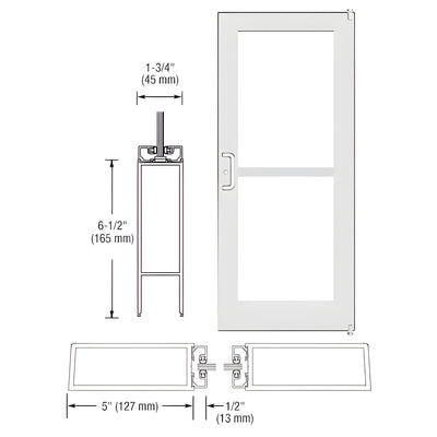 CRL-U.S. Aluminum White KYNAR® Paint Custom Single Series 550 Wide Stile Offset Pivot Entrance Door for Panic and Surface Mount Door Closer