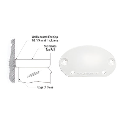 CRL Sky White 350X Series Wall Mount End Cap