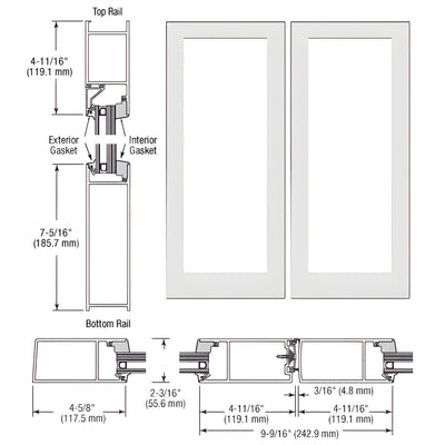 CRL-U.S. Aluminum White KYNAR® Paint IG600 Series Blank Pair Hurricane Resistant Offset Hung Entrance Doors- No Prep