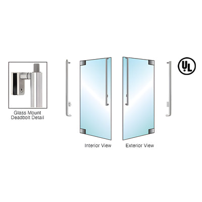 CRL-Blumcraft® Brushed Stainless Right Hand Reverse Glass Mount Keyed Cylinder/Thumbturn J-Exterior Top Securing Deadbolt Handle