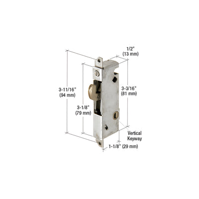 CRL 1/2" Wide Square End Face Plate Mortise Lock 3-11/16" Screw Holes for W & F Doors