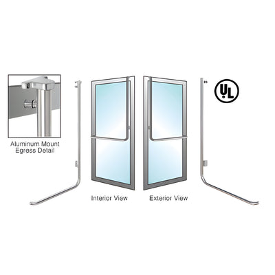 CRL-Blumcraft® Brushed Stainless Right Hand Reverse Aluminum Door Mount Retainer Plate "D" Exterior Top Mount Electronic Egress Control Handle
