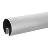 A section of brushed stainless steel cap rail showing the U-shaped channel for glass installation.