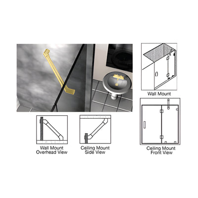 CRL Satin Brass 39" Thru-Glass To Wall/Ceiling Mounted Support Bar
