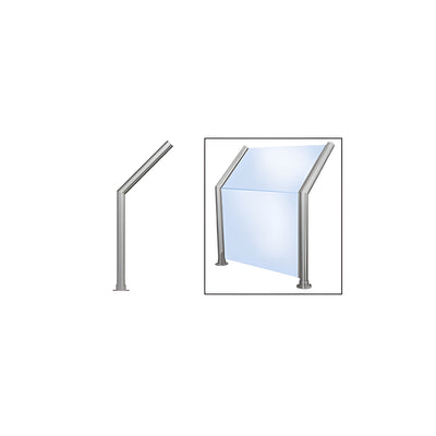 CRL Brushed Stainless Elegant 101 Series 1-1/2" Tubing Glass On Slant and Front Only Sneeze Guard