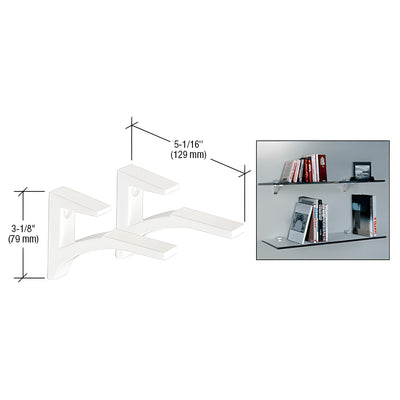 CRL White - Aluminum Shelf Bracket for 5/8" to 3/4" Glass