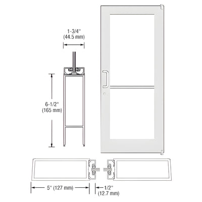 CRL-U.S. Aluminum White KYNAR® Paint Custom Single Series 550 Wide Stile Offset Pivot Entrance Door for Surface Mount Door Closer