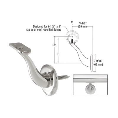 CRL Meridian Series Wall Mount Bracket in Polished Stainless Steel