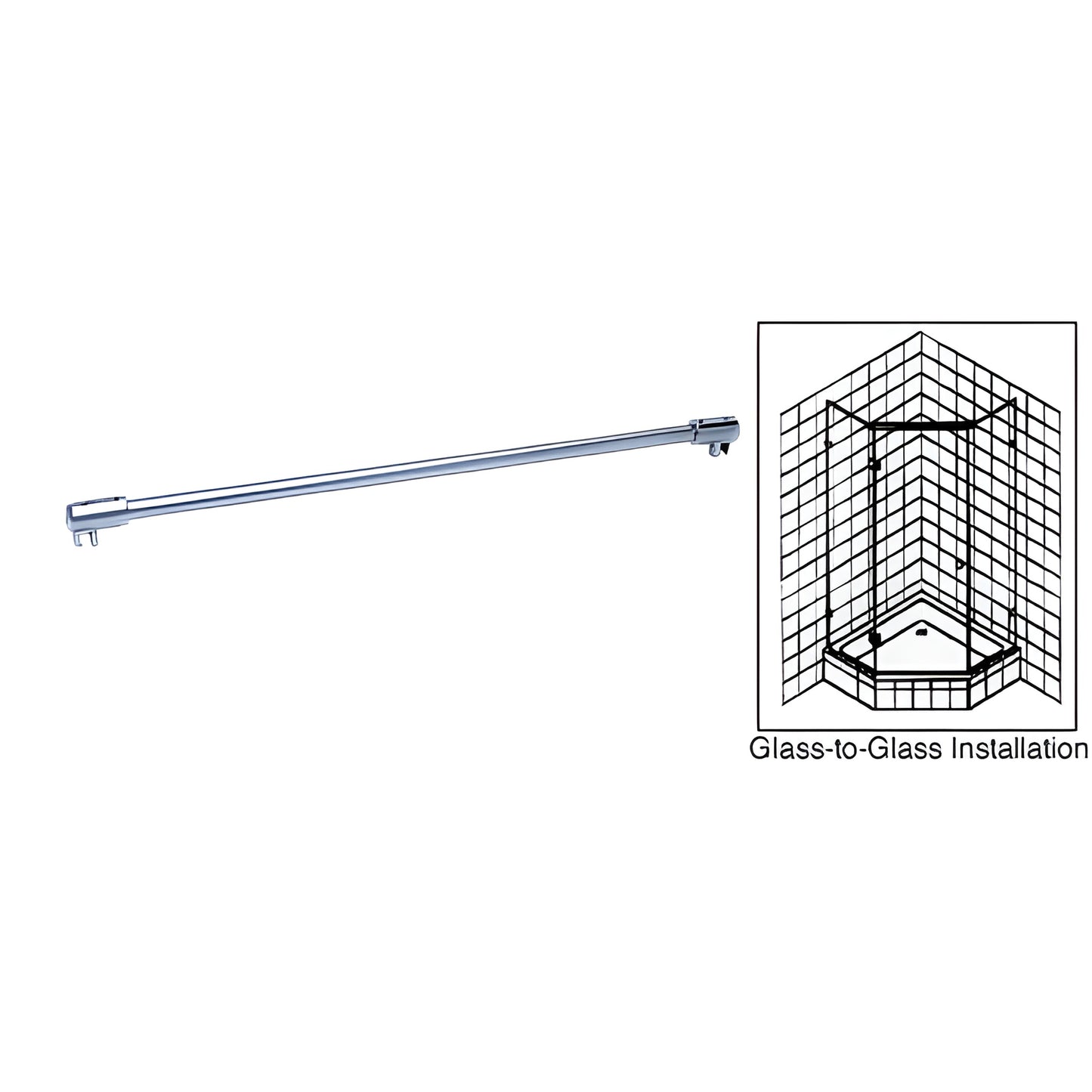 CRL 39 in Polished Chrome Shower Glass Support Bar for 3/8-1/2 in Glass
