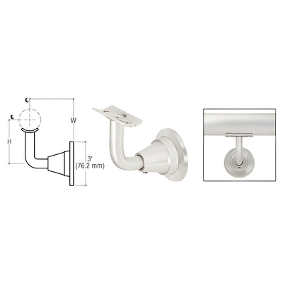 CRL Mill Aluminum Newport Series Wall Mounted Hand Rail Bracket