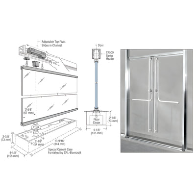 CRL-Blumcraft® Polished Stainless 1301 Entry Door 1/2" Glass w/Fixed Closer and Standard Top Pivot - No Lock
