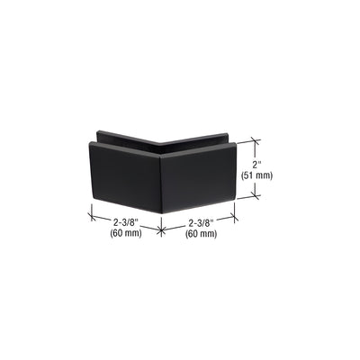 CRL Matte Black 2-3/8" x 2" 135 Degree Outside Corner Mall Front Clamp