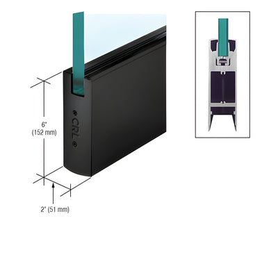 CRL Matte Black 1/2" Glass 6" Square Door Rail Without Lock - Custom Length