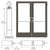 CRL-U.S. Aluminum Bronze Black Anodized Custom Pair Series 400 Medium Stile Butt Hinged Entrance Doors for Surface Mount Door Closers