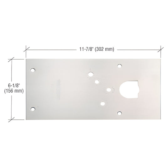 Rixson satin chrome center-hung floor closer cover plate, right-hand, 11-7/8" x 6-1/8" (SKU 284720RHSC)