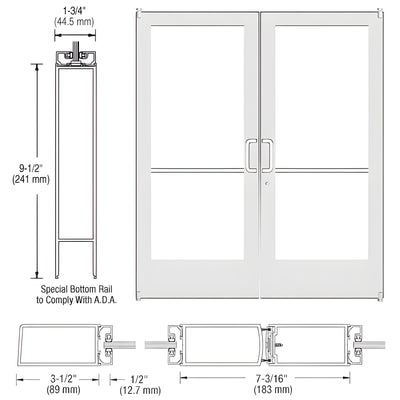 CRL-U.S. Aluminum White KYNAR® Paint Custom Pair Series 400 Medium Stile Offset Pivot Entrance Doors for Surface Mount Door Closer