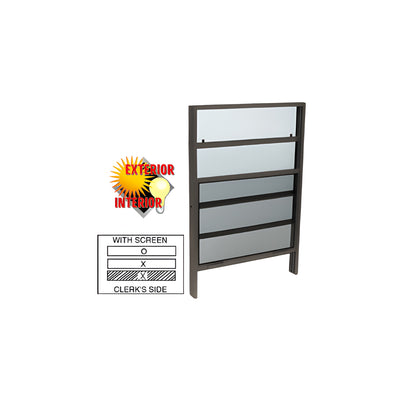CRL Duranodic Bronze Vertical Sliding Service Windows with 1/4" Vinyl Glazing with Screen