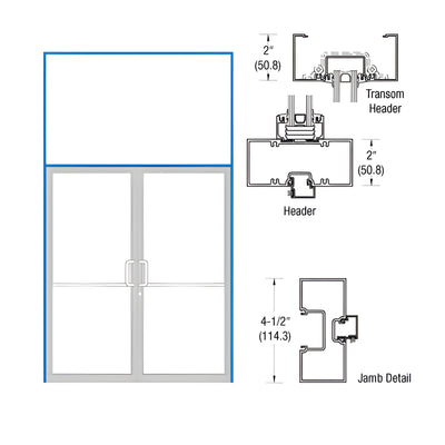 CRL-U.S. Aluminum Dark Bronze/Black Anodized Class 1 Transom Frame for Pair of Doors Butt Hung using Surface Mount Closer