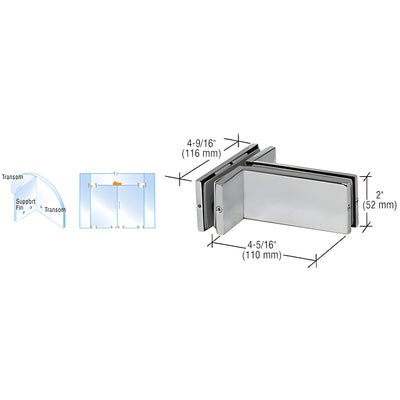 CRL Brushed Stainless Transom Mounted Patch Connector with Support Fin Bracket