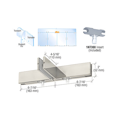 CRL Brushed Stainless Double Transom Patch With Fin and Two 1NT300