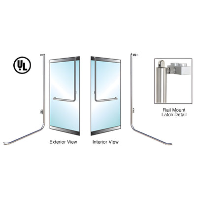 CRL-Blumcraft® Brushed Stainless Left Hand Reverse Low Profile Mount Keyed Access "D" Exterior, Top Securing Panic Handle