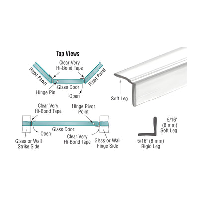 CRL Translucent Vinyl 'L' Seal for 5/16" Maximum Gap with Pre-Applied Tape