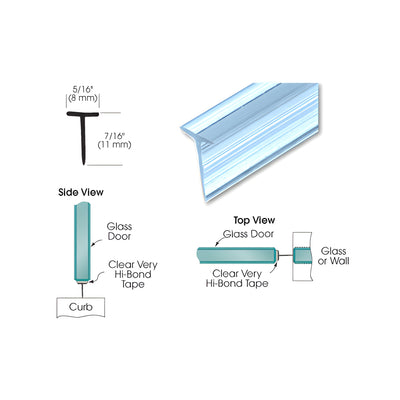 CRL Translucent Vinyl Edge 'T' Wipe for 7/16" Maximum Gap without Tape
