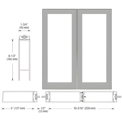 CRL-U.S. Aluminum Clear Anodized Custom Size Blank Pair 550 Wide Offset Stile Entrance Doors - No Prep