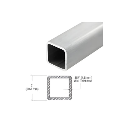 CRL Brushed Stainless 2" Square Outside Dimension Pipe Rail Tubing - 20'
