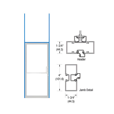 CRL-U.S. Aluminum White KYNAR® Paint Tubular H Frame Prepped for Left Hand Single Butt Hung Door Using Surface Mount Closer