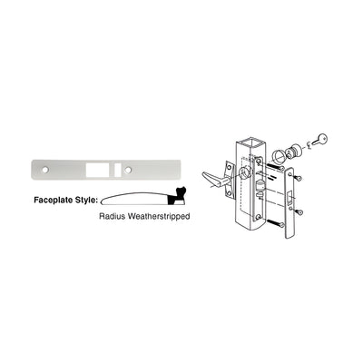 CRL Aluminum Radius Weather-stripped Faceplate for DL2140 Deadlatch Locks