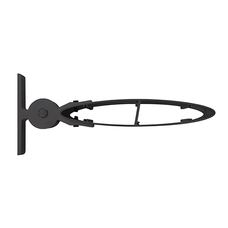 A side view of a dark bronze anodized 12-inch airfoil single operable mounting bracket with a circular pivot mechanism.