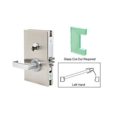 CRL Brushed Stainless 6" x 10" LH Center Lock with Deadlatch in Office Function