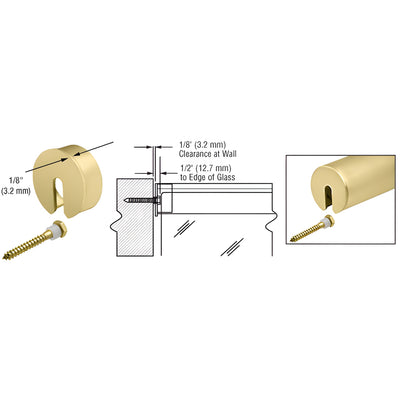 CRL Satin Brass Stabilizing End Cap for 2" Cap Railing