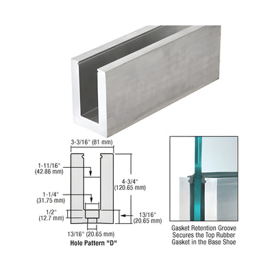 CRL L21S Series Mill Aluminum 118-1/8" Base Shoe Drilled for 13/16" Glass