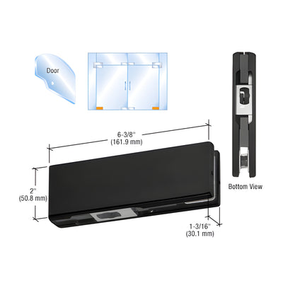 CRL Matte Black Bottom Door Patch with 1NT301 Insert