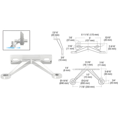 CRL Polished Stainless Regular Duty Spider Fitting Double Arm "V" Wall Mount Frame