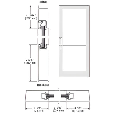 CRL-U.S. Aluminum White KYNAR® Paint IG500 Series Custom Single StormFront™ Geared Hinged Entrance for Surface Closer