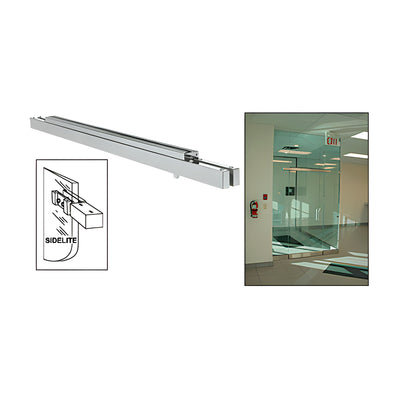 CRL Brushed Stainless Single Narrow Floating Header with Surface Mounted Top Pivots - Custom Length for 3/4" (19 mm) Glass