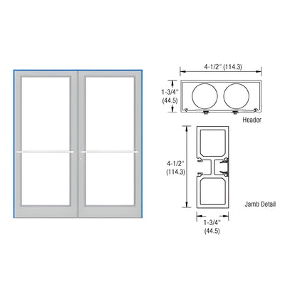 CRL-U.S. Aluminum White KYNAR® Paint 75-1/2" x 85-3/4" Series DF800 Tubular Center Hung Up and Over Frame Complete (2F)