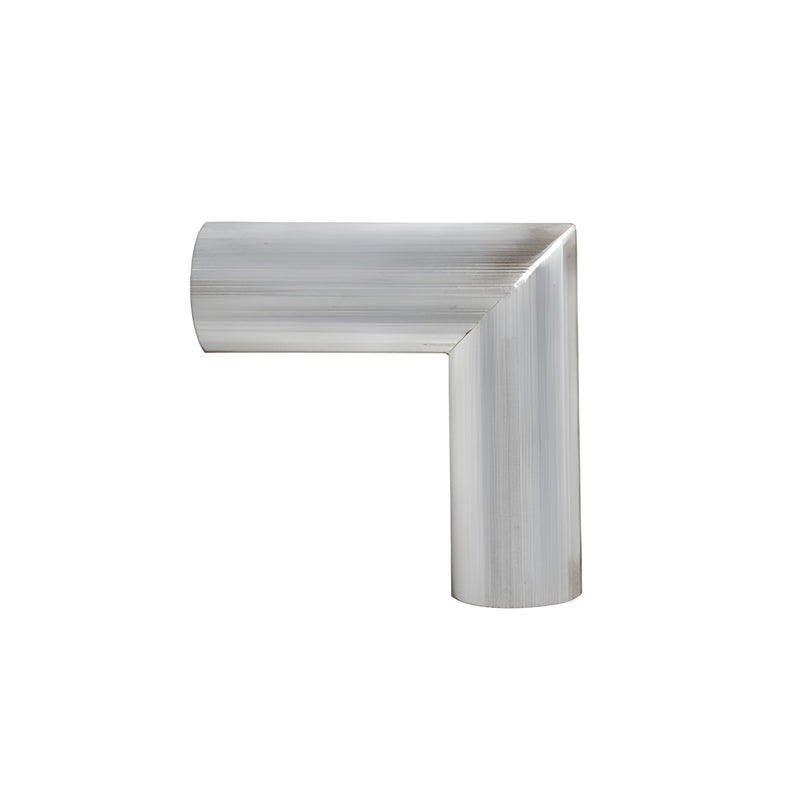 A 90-degree internal splice connector for 4-inch oval cap rails featuring a mill finish 6063-T6 aluminum construction.