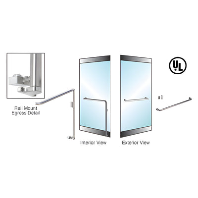 CRL-Blumcraft® Brushed Stainless Right Hand Reverse Rail Mount Retainer Plate "A" Exterior Bottom Securing Electronic Egress Control Handle