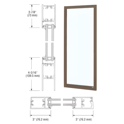 CRL-U.S. Aluminum Dark Bronze/Black Anodized Class 1 Custom Blank Single Series 250T Narrow Stile Offset Hung Thermal Entrance Door - No Prep