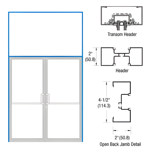 CRL-U.S. Aluminum IT451 74x126 KYNAR Open-Back Transom Frame