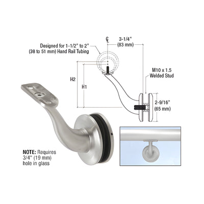 CRL Brushed Stainless Steel Meridian Series Glass Mount Bracket