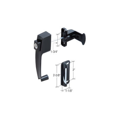 CRL Black Screen and Storm Door Push Button Lock 1-3/4" Screw Holes
