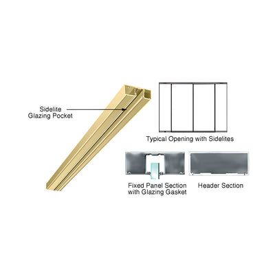 CRL Satin Brass 4" Header with Glazing Pocket Only Custom Length