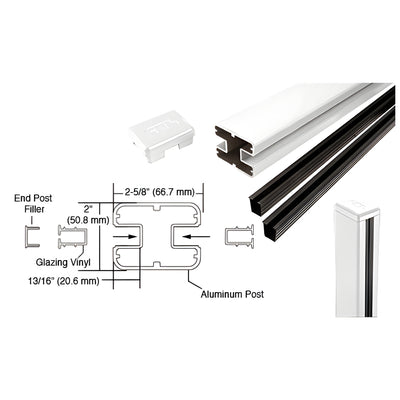 CRL Sky White AWS 2" x 2-5/8" Rectangular 180 Degree 72" Center Post Kit